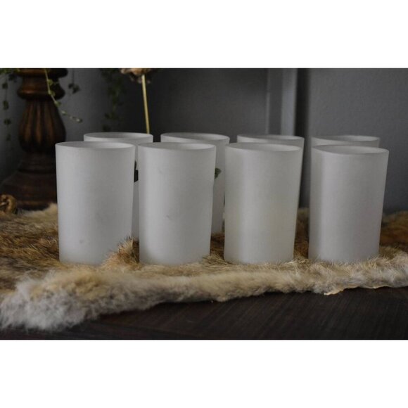 Federal Eight (8) Frosted Fruit Juice Glasses handpainted apple grape strawberry - Picture 7 of 8